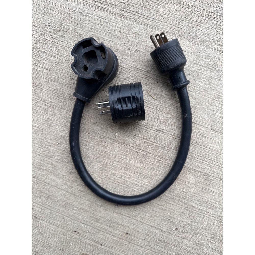Mid-American Elec RV Power Adapter Cord 18in Black Good 15A 125V 14/3 ST 105C